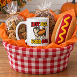 Finnish Lapphund Hot Dog Good Dog Halloween Mug Finnish Lapphund mug in a Halloween gift basket