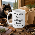 Finnish Lapphund Mug Mountains Trees Lappies Dog Fan Gift Finnish Lapphund mug as a gift