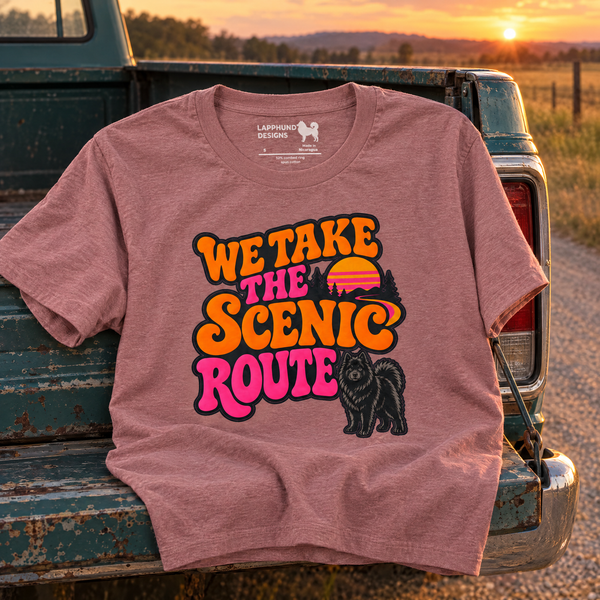 Finnish Lapphund We Take the Scenic Route T-Shirt Finnish Lapphund t-shirt