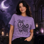 Finnish Lapphund Midnight Moon Bat Magic Graphic T-Shirt Finnish Lapphund t-shirt worn, lifestyle photo