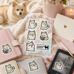 Finnish Lapphund Puppy Expressions Sticker Sheet – Curious, Thoughtful & Sweet Moments Finnish Lapphund stickers applied in real use