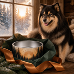 Solstice Spruce Finnish Lapphund 32oz dog bowl gift scene