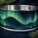 Aurora Weave design detail on a Finnish Lapphund 32oz dog bowl