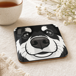 Finnish Lapphund Black and White Face Cork-Back Coaster Finnish Lapphund cork-back coaster