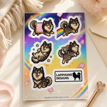 Finnish Lapphund Whimsical Fantasy Sticker Sheet – Dreamy Adventures, Rainbows & Playful Magic Finnish Lapphund sticker sheet