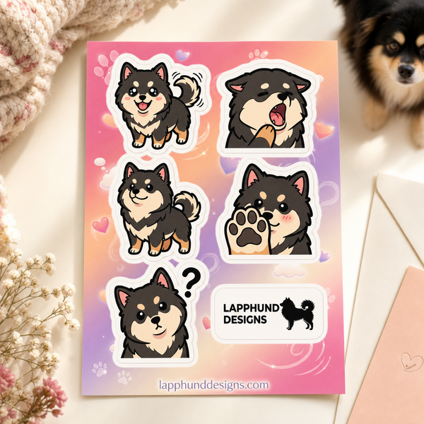 Finnish Lapphund Cute Expressions Sticker Sheet – Happy, Curious & Playful Designs Finnish Lapphund sticker sheet