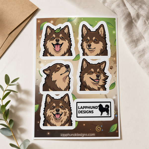 Finnish Lapphund Nature Calm Sticker Sheet – Fresh Air Smiles, Relaxed Faces & Outdoor Peace Finnish Lapphund sticker sheet