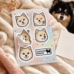 Individual peel detail of the Finnish Lapphund Puppy Love Sticker Sheet – Sweet Faces, Hearts & Adorable Emotions Finnish Lapphund sticker sheet