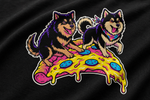Finnish Lapphund Pizza Party T-Shirt design close-up on a Finnish Lapphund t-shirt