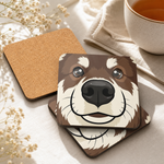Cork backing and size of the Finnish Lapphund Brown and White Face Cork-Back Coaster Finnish Lapphund coaster