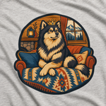 Finnish Lapphund Royal Cabin Lounger T-Shirt design close-up on a Finnish Lapphund t-shirt