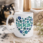 Finnish Lapphund Mug Dogs Heart Blue Floral Nordic Gift Finnish Lapphund ceramic mug