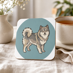 Finnish Lapphund Gray Emblem Illustration Cork-Back Coaster Finnish Lapphund cork-back coaster