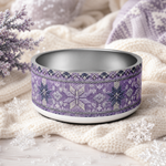 Lilac Frost Knit Finnish Lapphund 32oz dog bowl