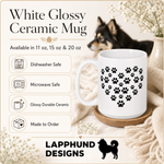 Care and product info for the Finnish Lapphund Mug Paw Print Heart Dog Lover Gift Finnish Lapphund mug