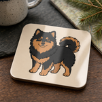Glossy print detail on the Finnish Lapphund Standing Illustration Cork-Back Coaster Finnish Lapphund coaster
