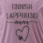 Finnish Lapphund Mama T-Shirt – Perfect for Proud Dog Moms & Lapphund Lovers design close-up on a Finnish Lapphund t-shirt