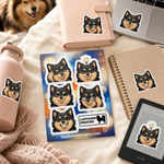 Finnish Lapphund Thinking Faces Sticker Sheet – Clever Looks, Ideas & Thoughtful Expressions Finnish Lapphund stickers applied in real use