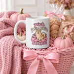 Finnish Lapphund Pink Pumpkin Season Halloween Mug Finnish Lapphund mug in a Halloween gift basket