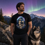 Finnish Lapphund Aurora Summit T-Shirt Finnish Lapphund t-shirt worn, lifestyle photo