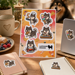 Finnish Lapphund Food & Treats Sticker Sheet – Pizza, Ice Cream & Snack Time Finnish Lapphund stickers applied in real use
