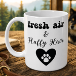 Glossy print detail on the Finnish Lapphund Mug Fresh Air Fluffy Hair Nordic Gift Finnish Lapphund mug
