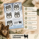 Specs and details for the Finnish Lapphund Classic Face Sticker Sheet – Soft Expressions & Timeless Breed Charm Finnish Lapphund sticker sheet