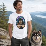 Finnish Lapphund Aurora Trio T-Shirt Finnish Lapphund t-shirt worn, lifestyle photo