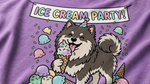 Finnish Lapphund Ice Cream Party T-Shirt design close-up on a Finnish Lapphund t-shirt
