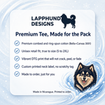 Bella+Canvas 3001 size and fit guide for the Finnish Lapphund Snow Zoomies Vortex T-Shirt Finnish Lapphund t-shirt