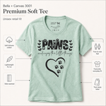 Bella+Canvas 3001 size and fit guide for the PAWS and Enjoy the Little Things Finnish Lapphund T-Shirt Finnish Lapphund t-shirt