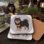 Cork backing and size of the Finnish Lapphund Neutral Portrait Illustration Cork-Back Coaster Finnish Lapphund coaster