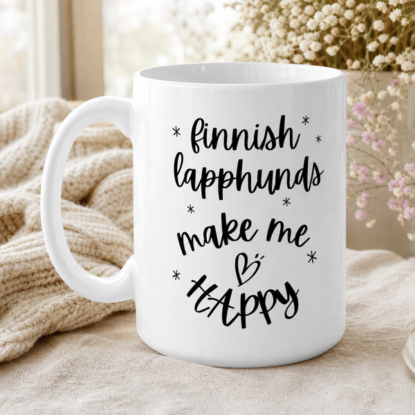 Finnish Lapphund Mug Make Me Happy Nordic Dog Lover Gift Finnish Lapphund ceramic mug