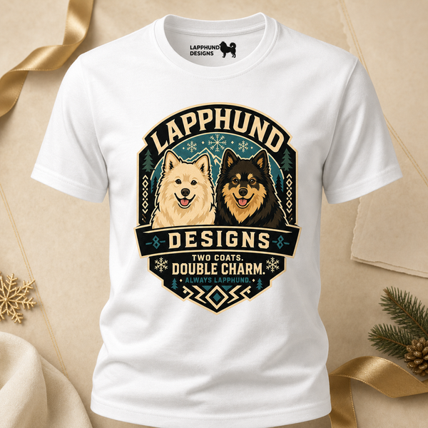 Finnish Lapphund Two Coats Double Charm T-Shirt Finnish Lapphund t-shirt