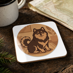 Glossy print detail on the Finnish Lapphund Cozy Home Portrait Cork-Back Coaster Finnish Lapphund coaster