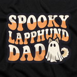 Spooky Lapphund Dad Halloween T-Shirt design close-up on a Finnish Lapphund t-shirt