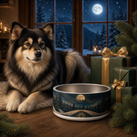 Midnight Spruce Moon Finnish Lapphund 32oz dog bowl gift scene