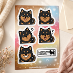 Finnish Lapphund Sleepy & Confused Sticker Sheet – Yawns, Question Marks & Cozy Expressions Finnish Lapphund sticker sheet