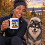 Finnish Lapphund Ghost Hunting Is My Cardio Halloween Mug Finnish Lapphund mug in use, lifestyle photo