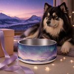 Polar Twilight Finnish Lapphund 32oz dog bowl gift scene