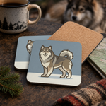 Cork backing and size of the Finnish Lapphund Gray Coat Illustration Cork-Back Coaster Finnish Lapphund coaster