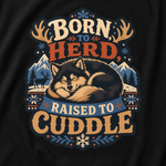 Finnish Lapphund Born To Herd Raised To Cuddle T-Shirt design close-up on a Finnish Lapphund t-shirt
