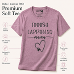 Bella+Canvas 3001 size and fit guide for the Finnish Lapphund Mama T-Shirt – Perfect for Proud Dog Moms & Lapphund Lovers Finnish Lapphund t-shirt