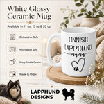 Care and product info for the Finnish Lapphund Mug Lappie Mama Heart Nordic Pet Gift Finnish Lapphund mug