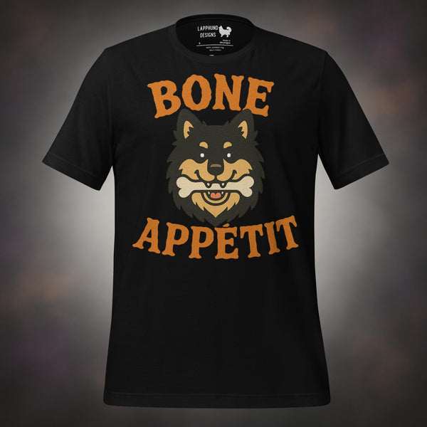 Bone Appétit Finnish Lapphund Halloween t-shirt in black