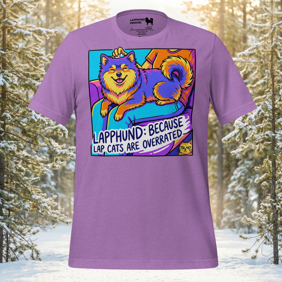 Finnish Lapphund cats are overrated t-shirt with colorful humorous slogan artwork