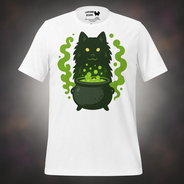 Cauldron brew Finnish Lapphund Halloween t-shirt in white