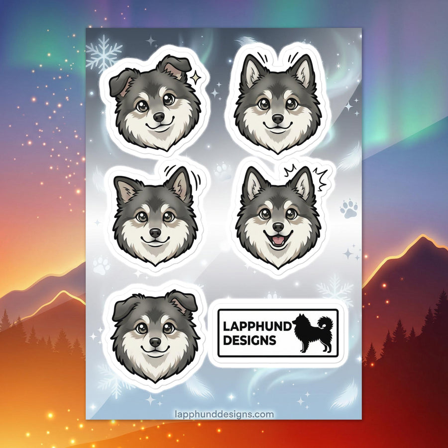 Finnish Lapphund classic face sticker sheet featuring soft expressions and timeless breed charm