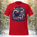 Finnish Lapphund cosmic adventure t-shirt with celestial Nordic dog artwork