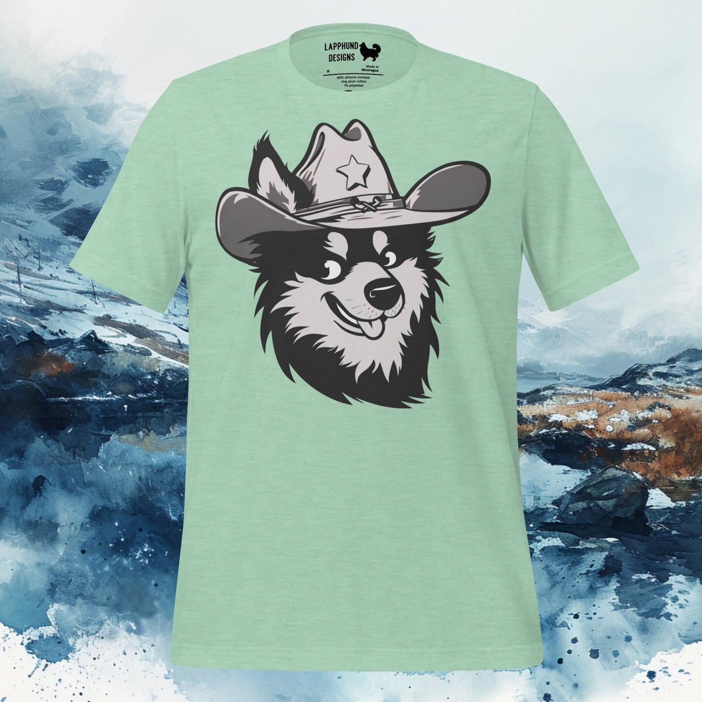 Cowboy Finnish Lapphund Lappy Style Tee in green